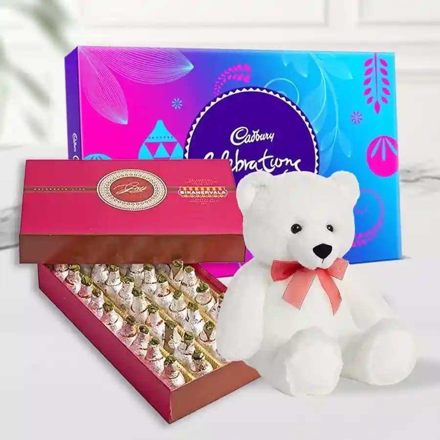 Bikanervala Kaju Kalash with Teddy N Cadbury Celebration