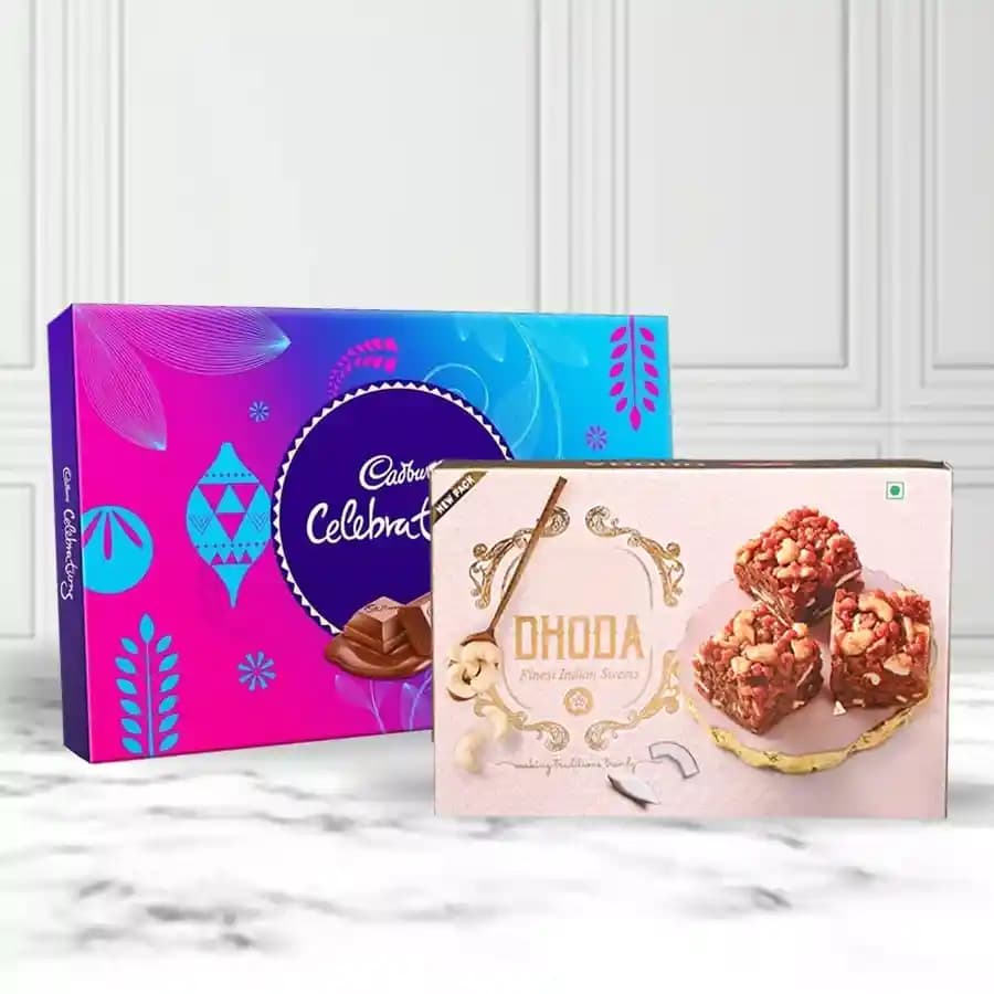 Dhoda Burfi with Cadbury Celebration