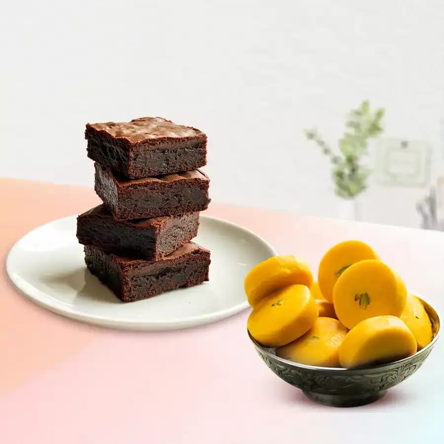 Kesar Peda from Sri Krishna Sweets with Browine