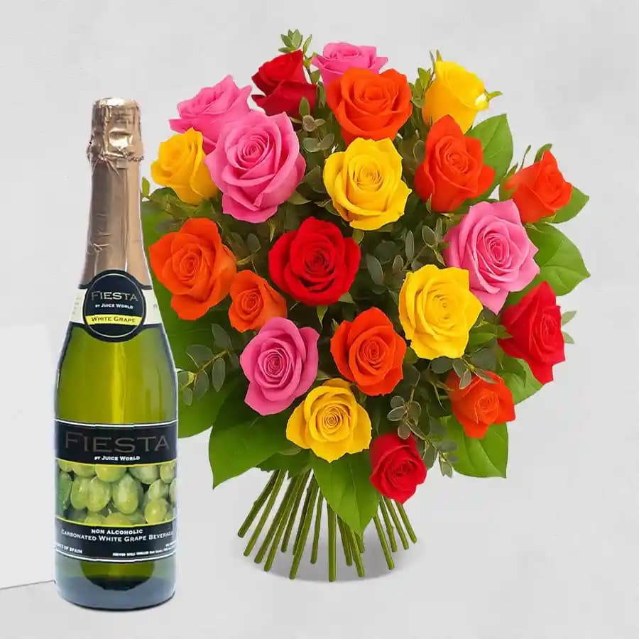 Vibrant Blooms with Refreshing Bubbles