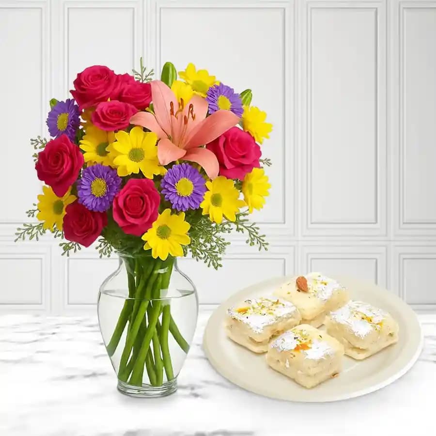 Indulgent Malai Sandwich Delight with Floral Elegance
