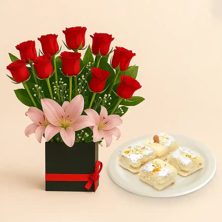 Indulgent Malai Sandwich Delight with Elegantly Designed Flowers