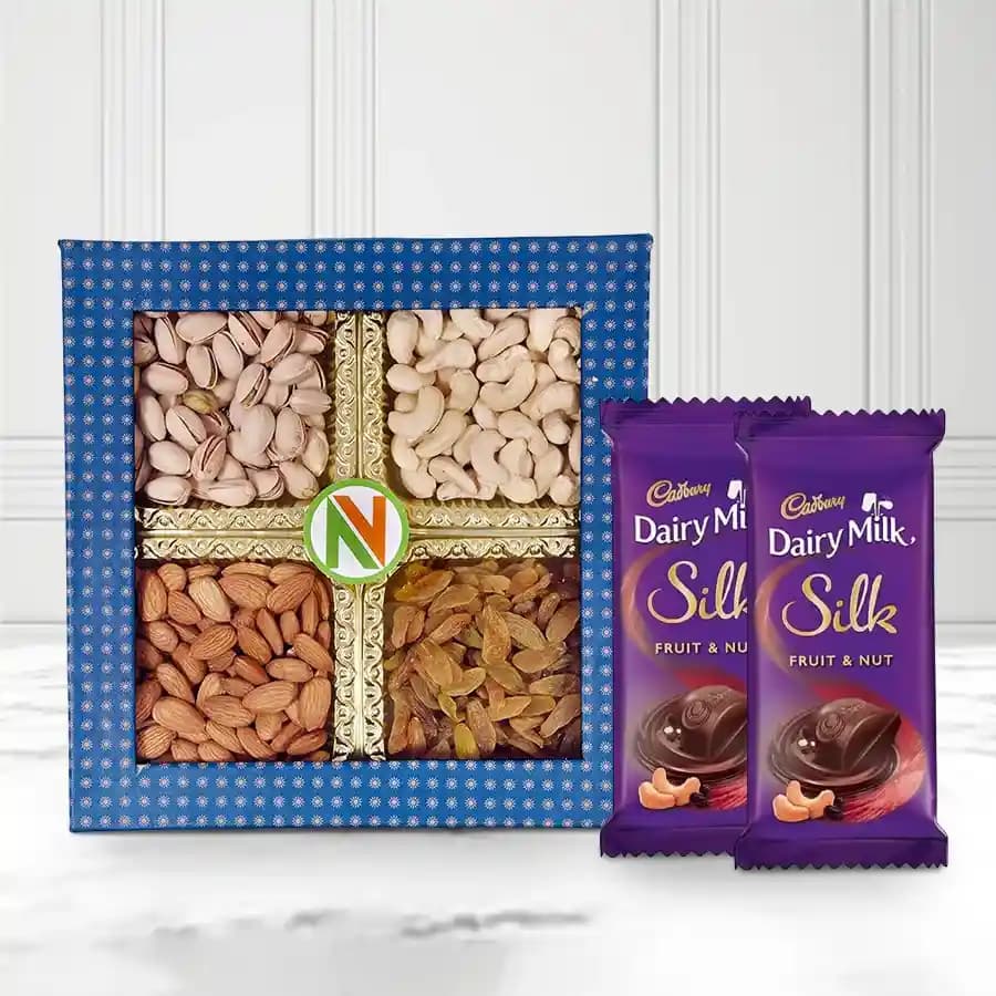 Yummy Assorted Dry Fruits with Cadbury Dairy Milk Silk
