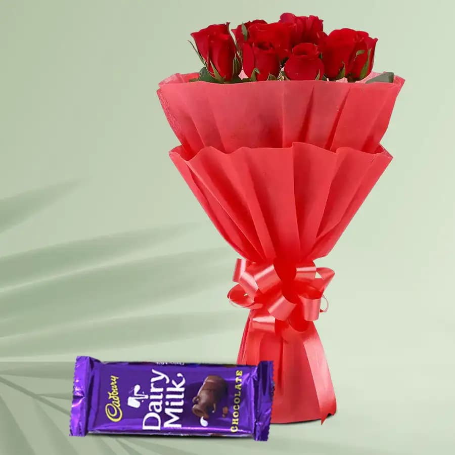 Exclusive Dutch Red Roses With Free Cadbury Chocolate
