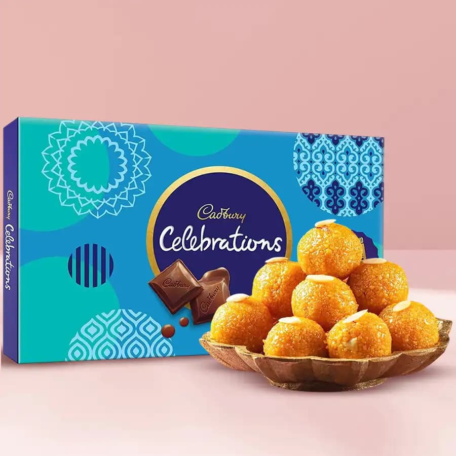 Combo of Cadbury Celebrations with Haldirams Laddoo