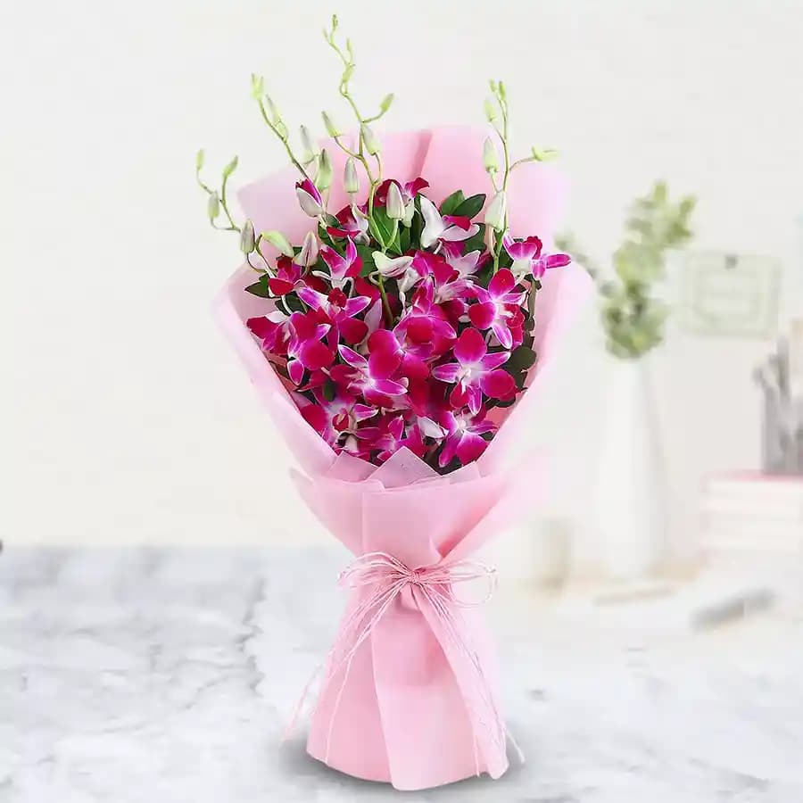 Lovely Bouquet of 10 Orchids