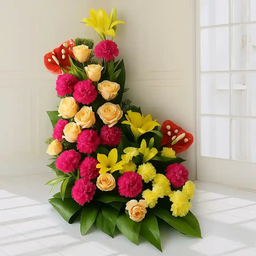 Eye Catching Assorted Flowers Arrangement for 30th Birthday