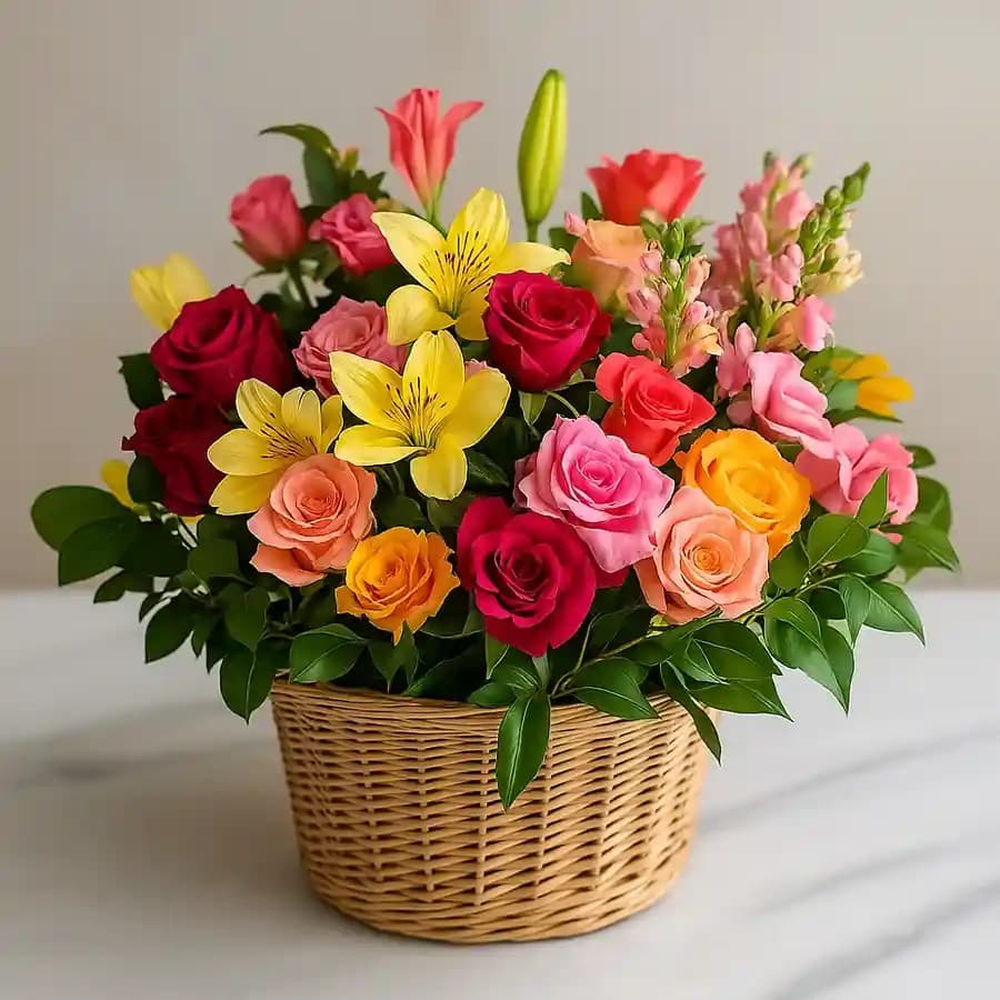 Gorgeous Assorted Floral Basket for 40th Birthday