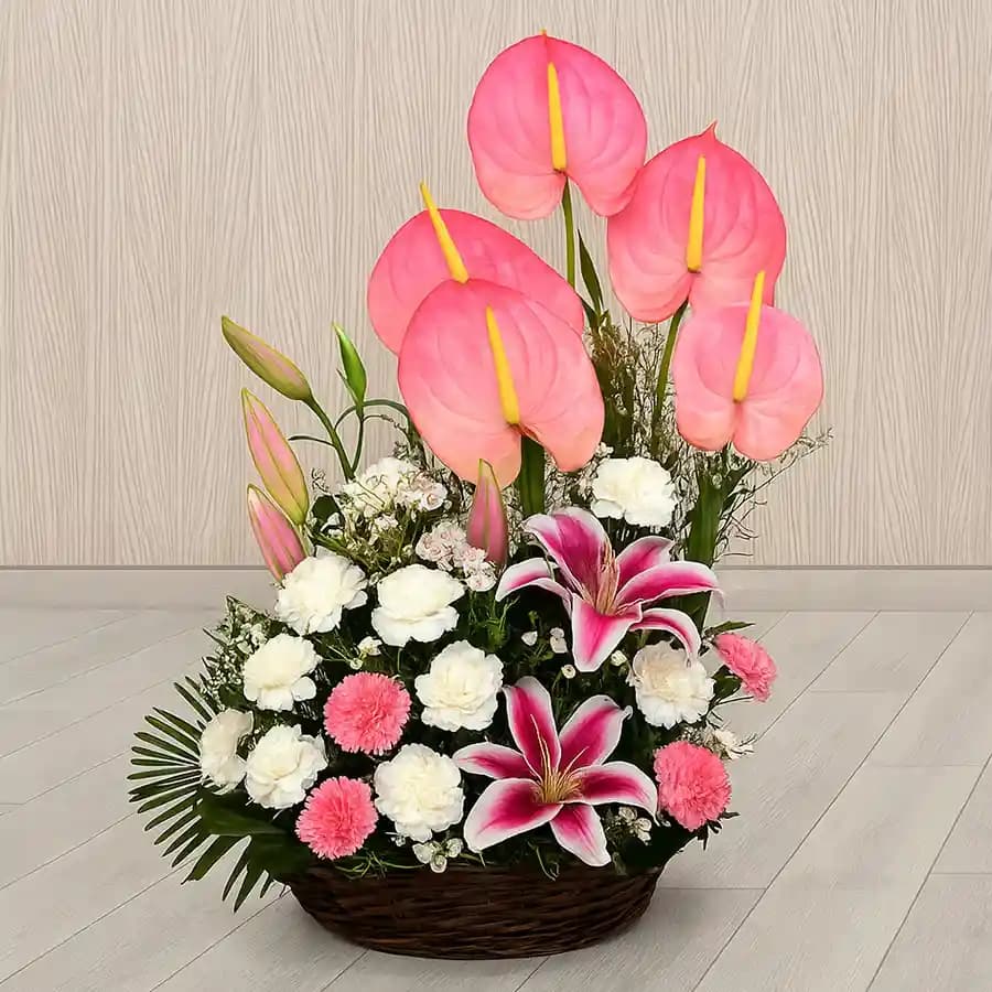 Pristine Pink N White Flowers Arrangement