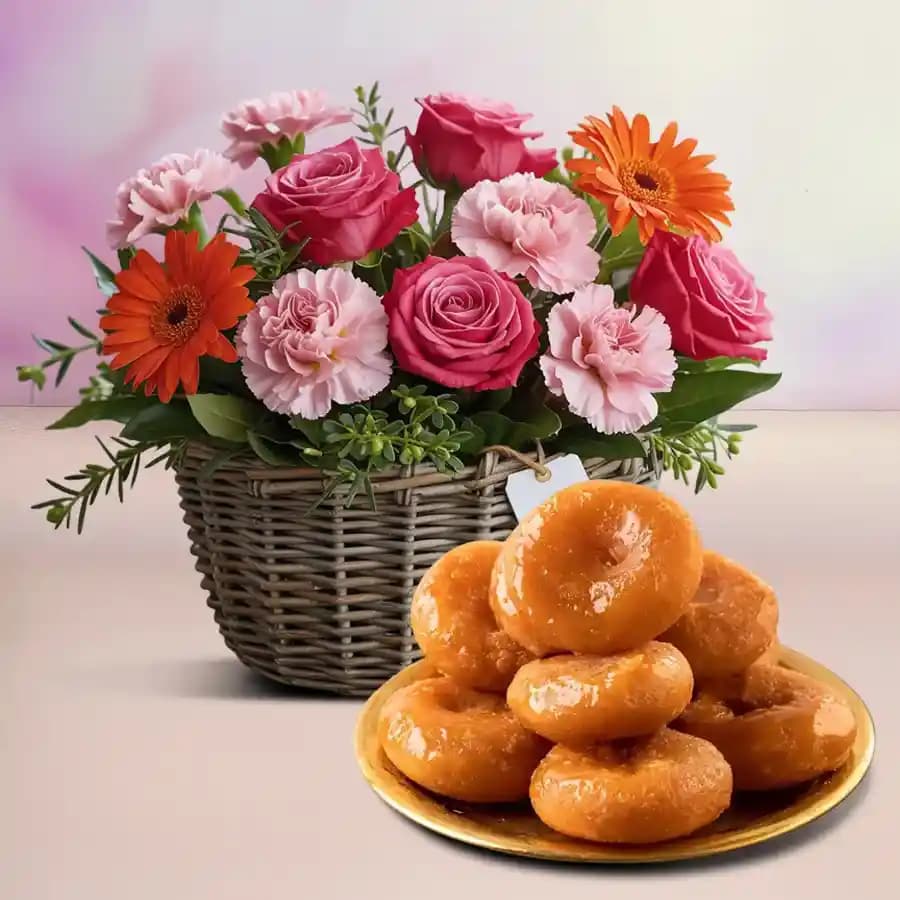 Vibrant Mixed Flowers N Badusha