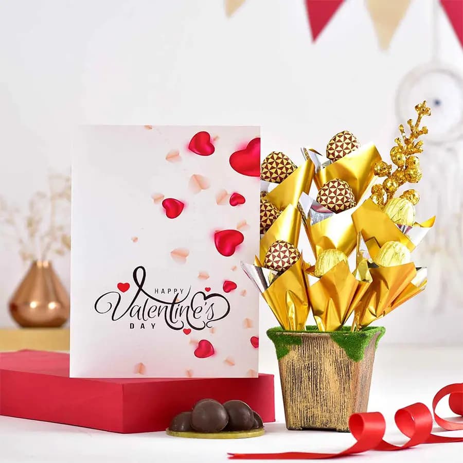 Wholesome Valentines Chocolates Pot Arrangement