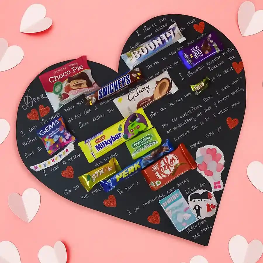 Trendy Heart Shaped Chocolate Message Card