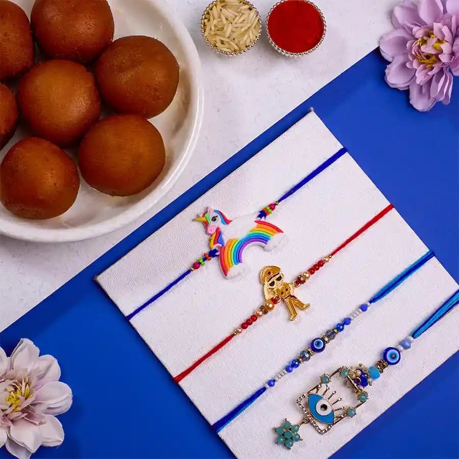 Fancy Family Rakhi Set N Gulab Jamun Treat