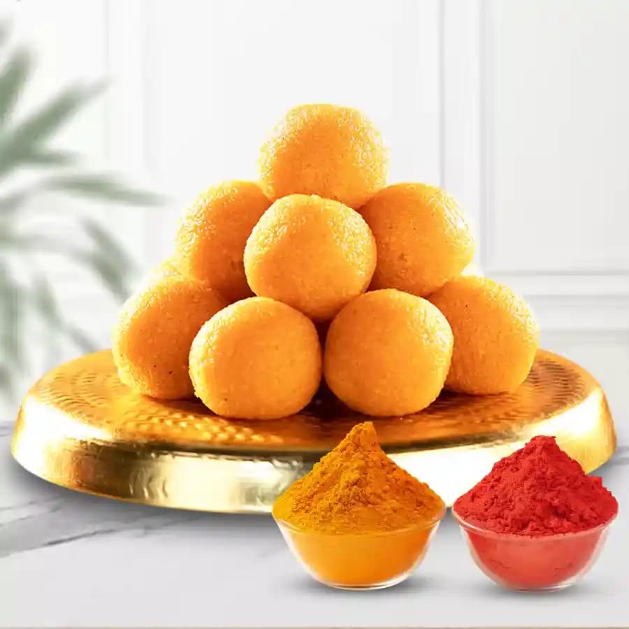 Delicious Haldiram Motichur Ladoo with Complimentary Color Pouch