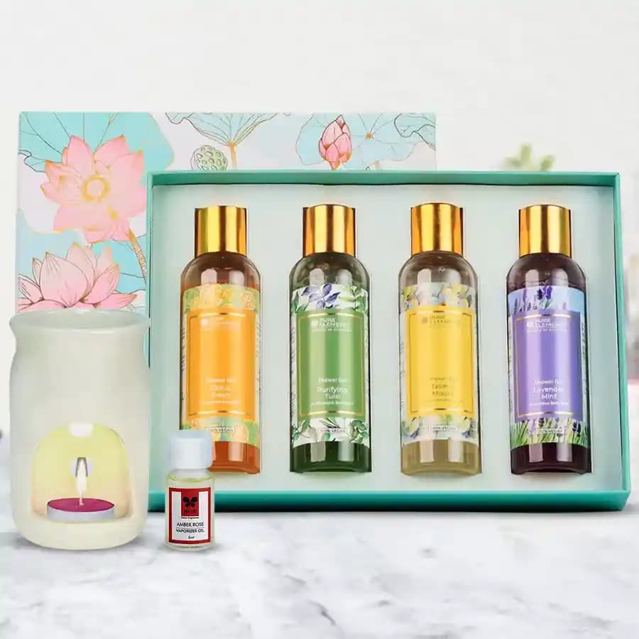 Aromatic Shower Gel Kit with Amber-Rose Vaporizer