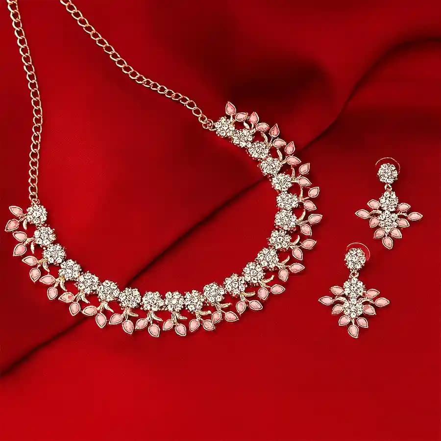 Ravishing Gold Plated Crystal Jewellery Set
