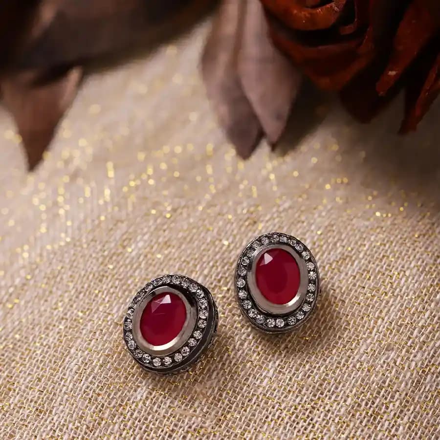 Striking Red Stone Earrings